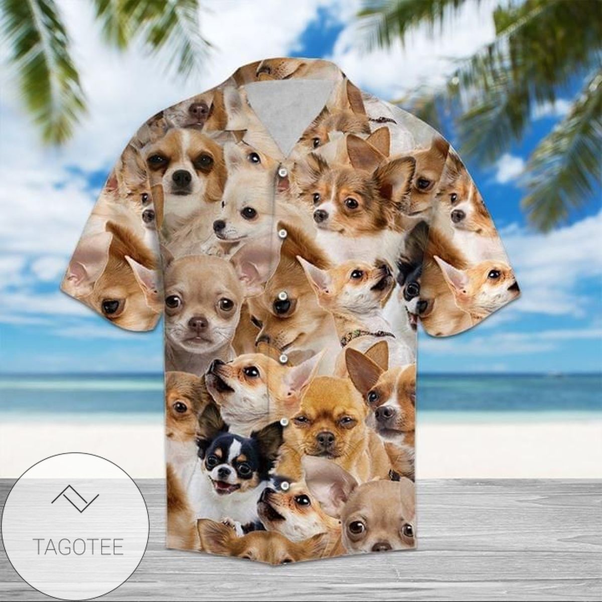 Chihuahua Dog Lover 2 Tropical Print Short Sleeve Hawaiian Casual Shirt