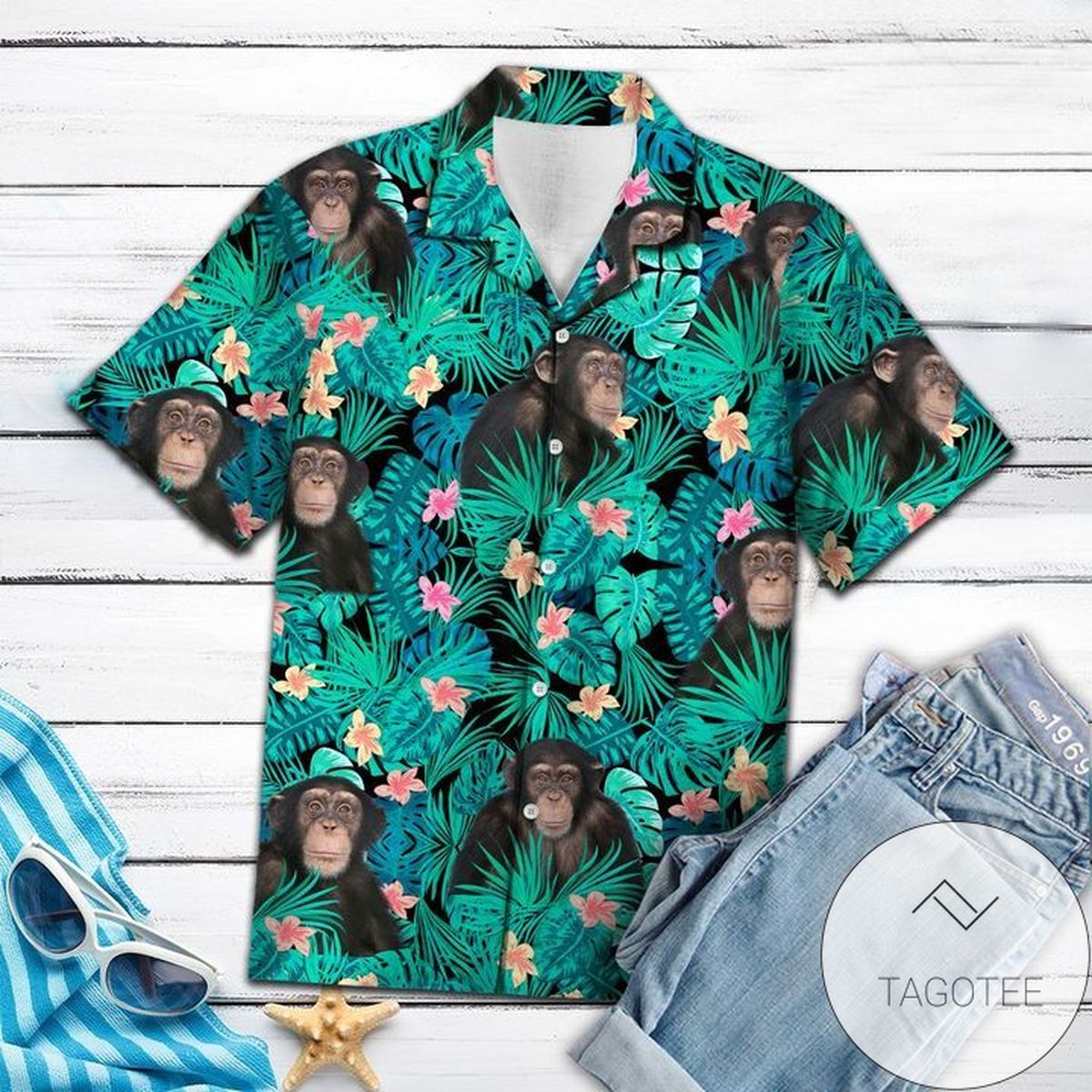 Chili Peppers And Turtle Tropical Polyester Hawaiian Shirt