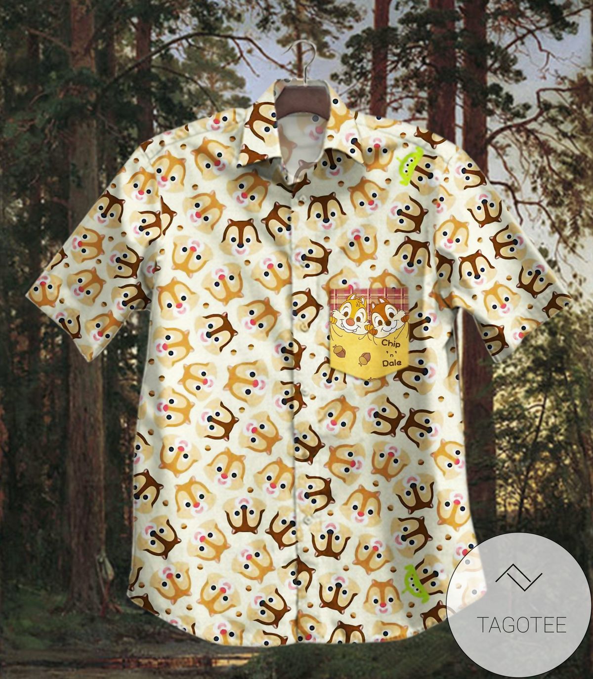 Chip and Dale Hawaiian Graphic Print Short Sleeve Hawaiian Casual Shirt