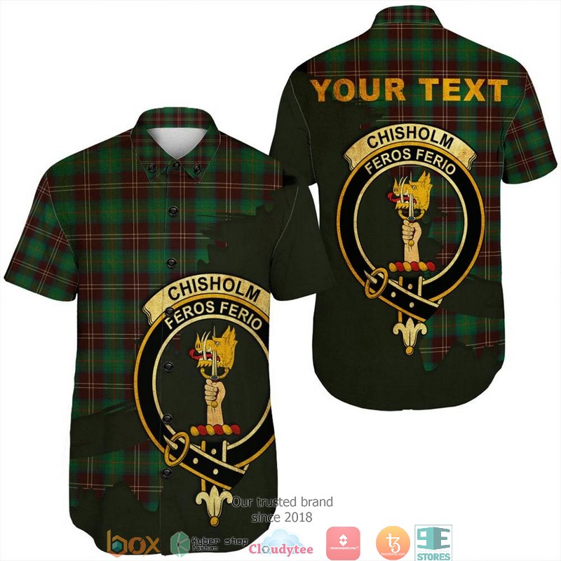 Chisholm Hunting Ancient Tartan Crest Short Sleeve Hawaiian Shirt