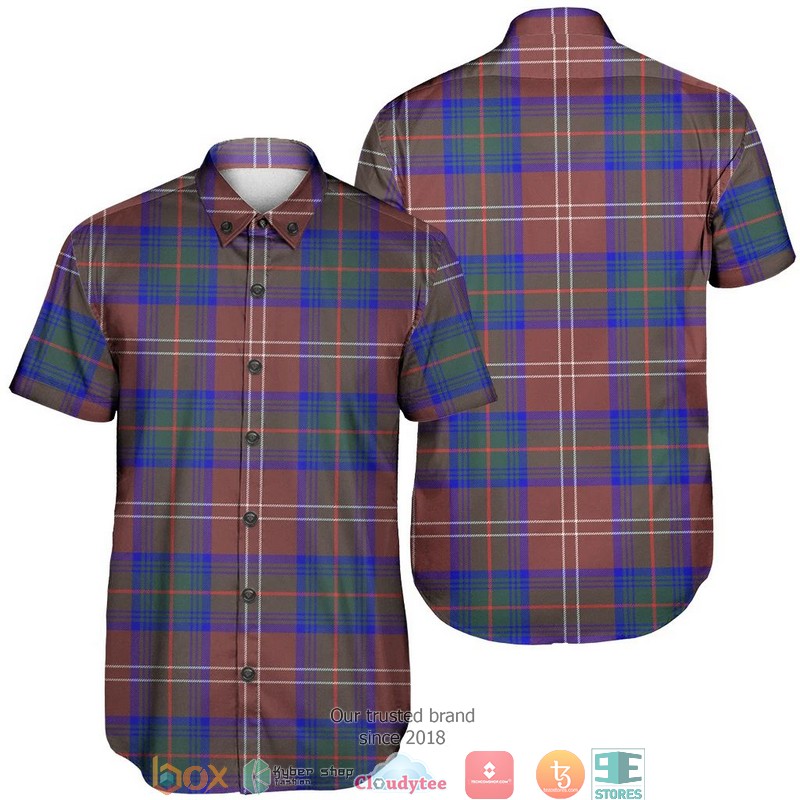 Chisholm Hunting Modern Tartan Crest Personalized Short Sleeve Hawaiian Shirt