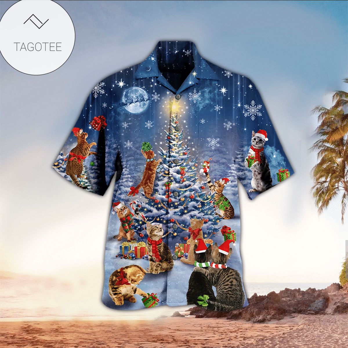 Christmas Cat Shirt Cat Hawaiian Shirt For Cat Lovers