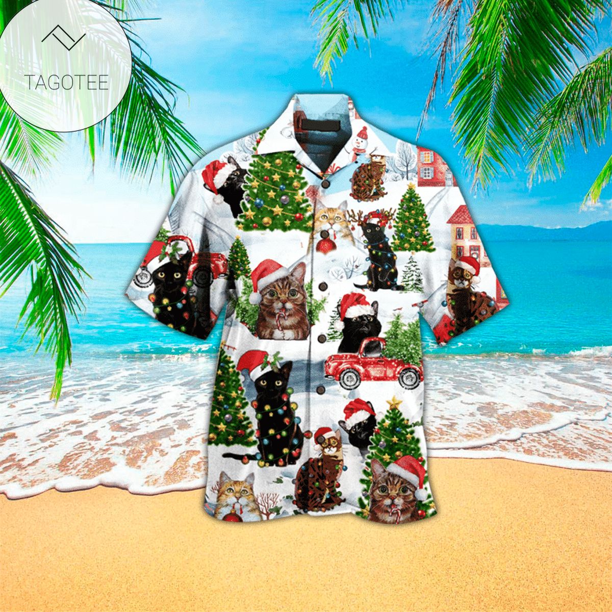 Christmas Cat Hawaiian Shirt Perfect Cat Clothing