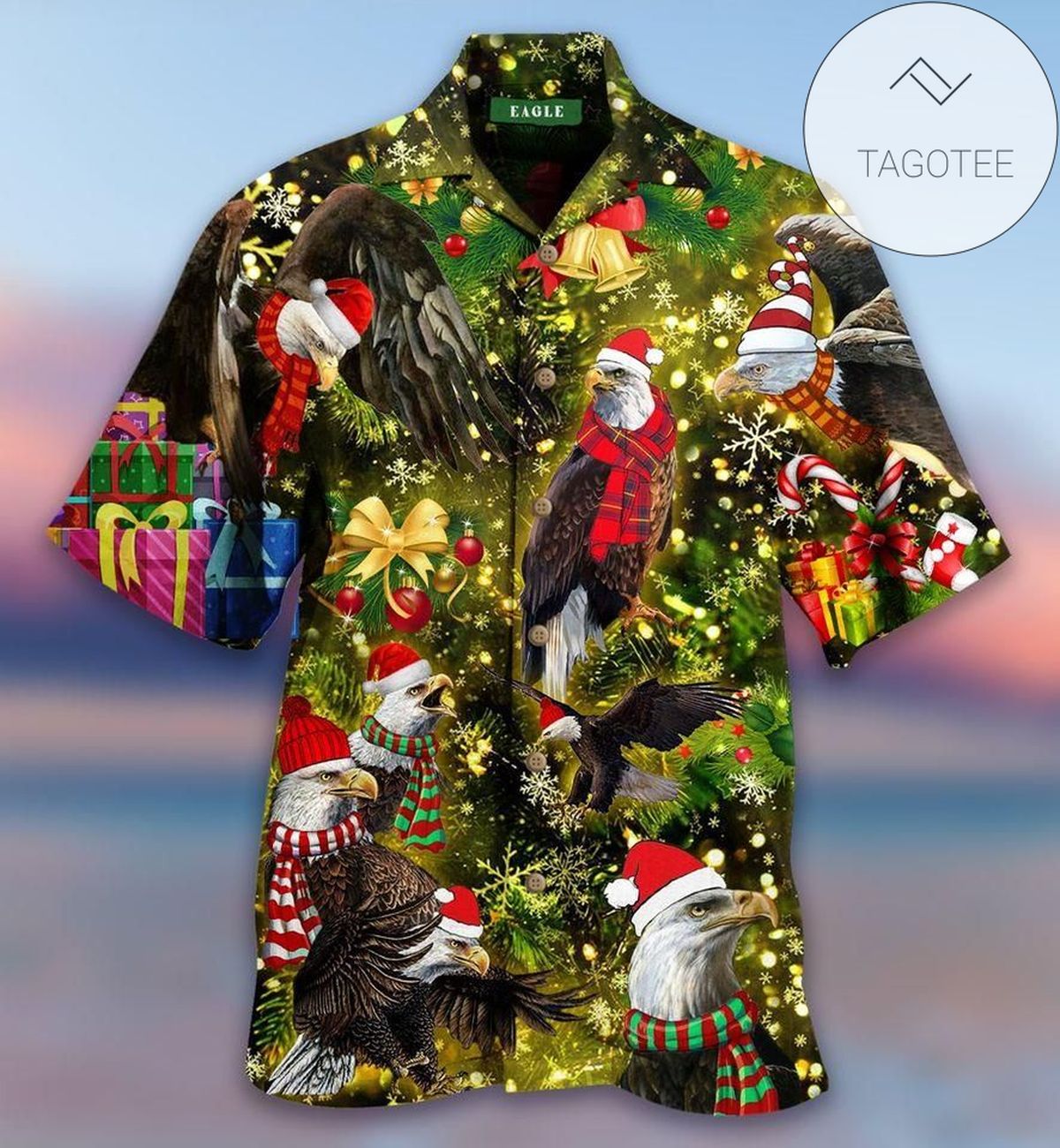 Christmas Dolphin Mens Hawaiian Shirt Dolphin Button Up Shirt