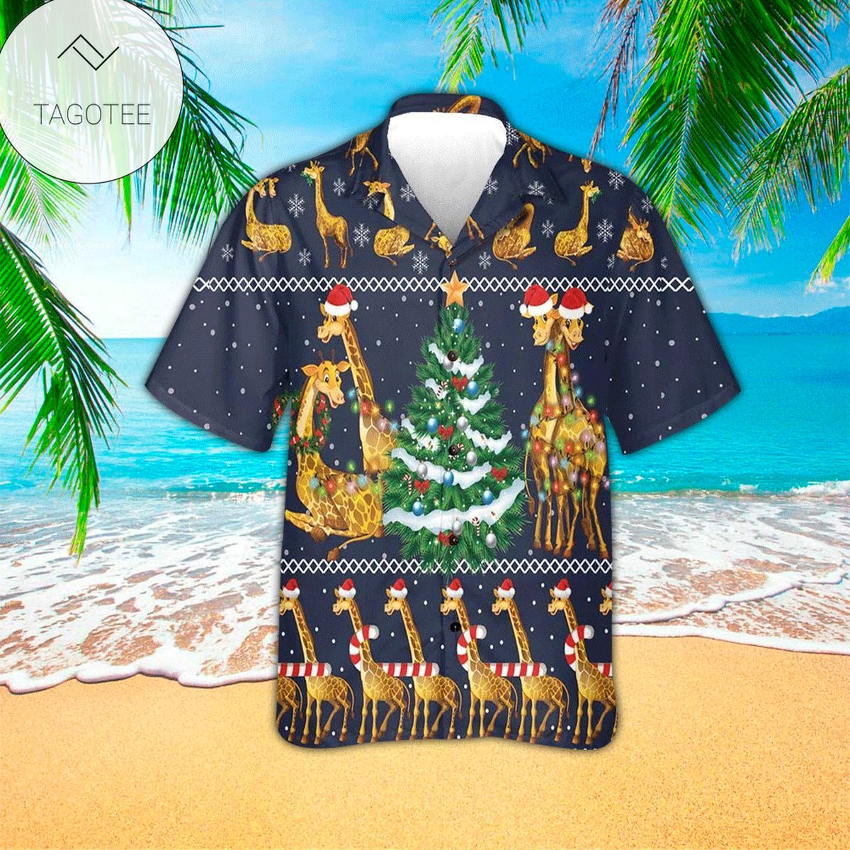 Christmas German Shepherds 3D Print Polyester Hawaiian Aloha Shirts