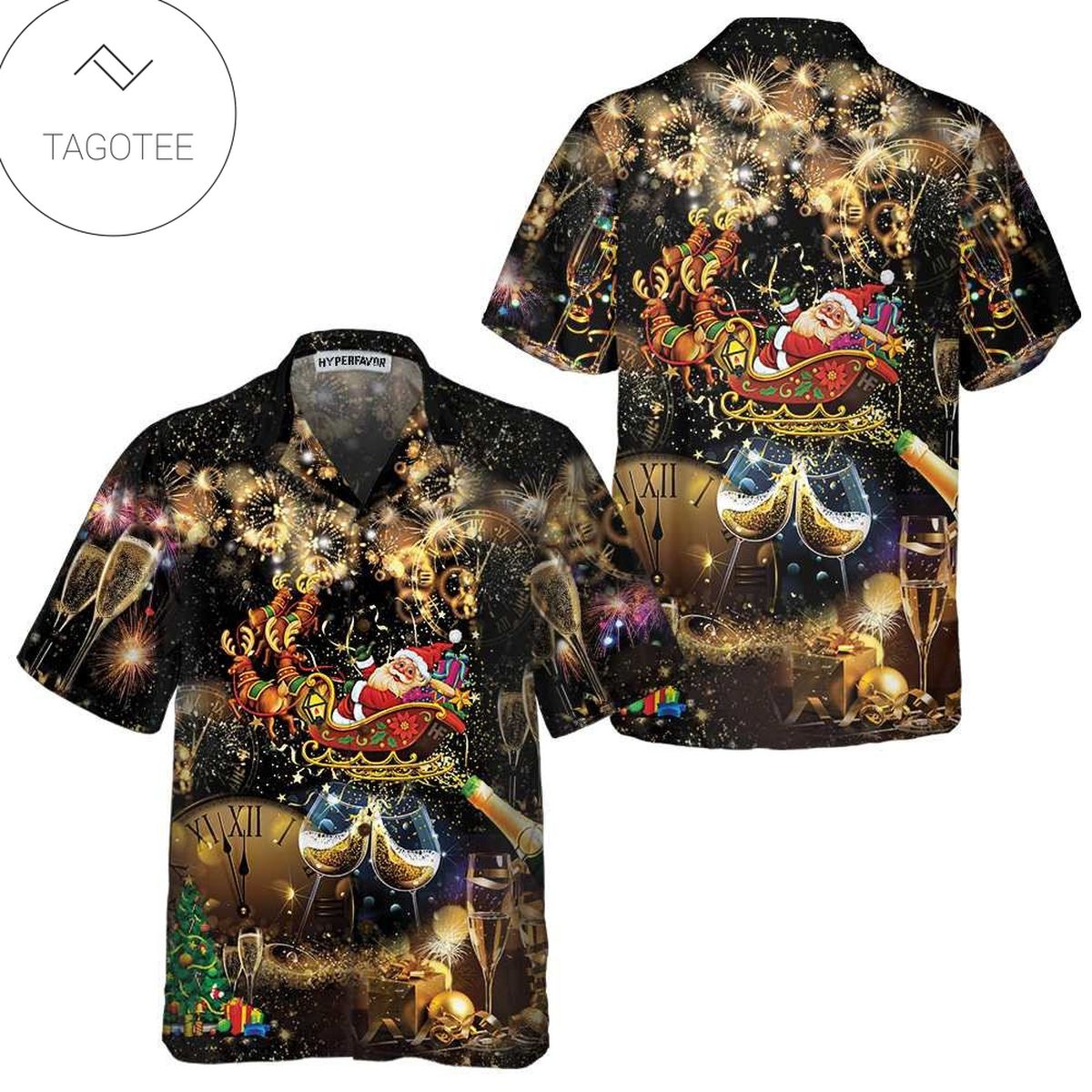 Christmas Kaleidoscope Cat 3D Print Polyester Hawaiian Aloha Shirts