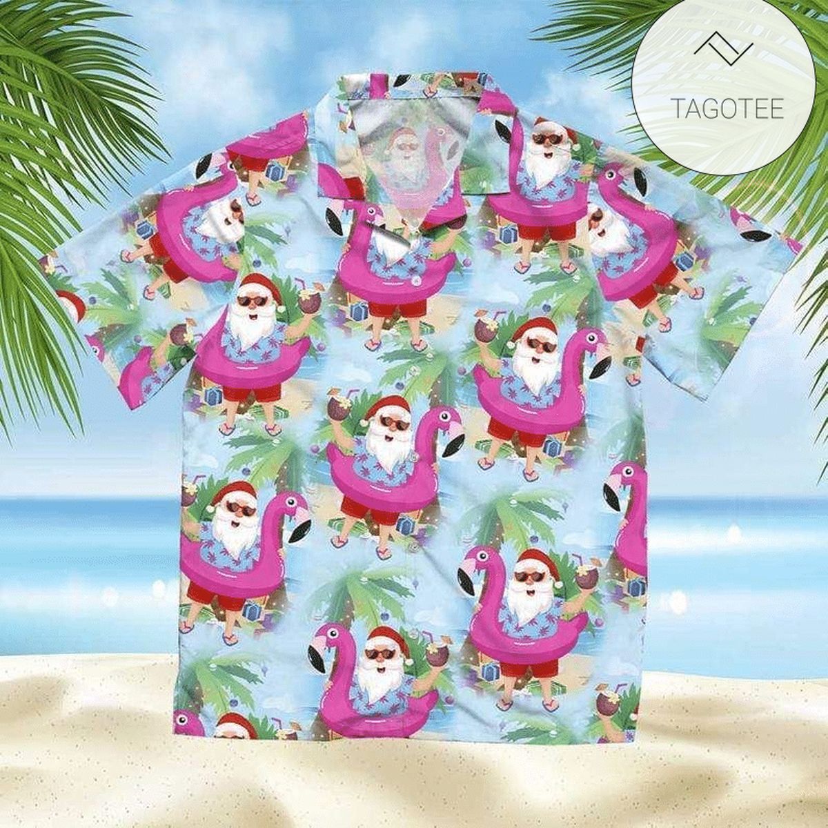 Christmas Santa Claus All Over Print Summer Short Sleeve Hawaiian Beach Shirt