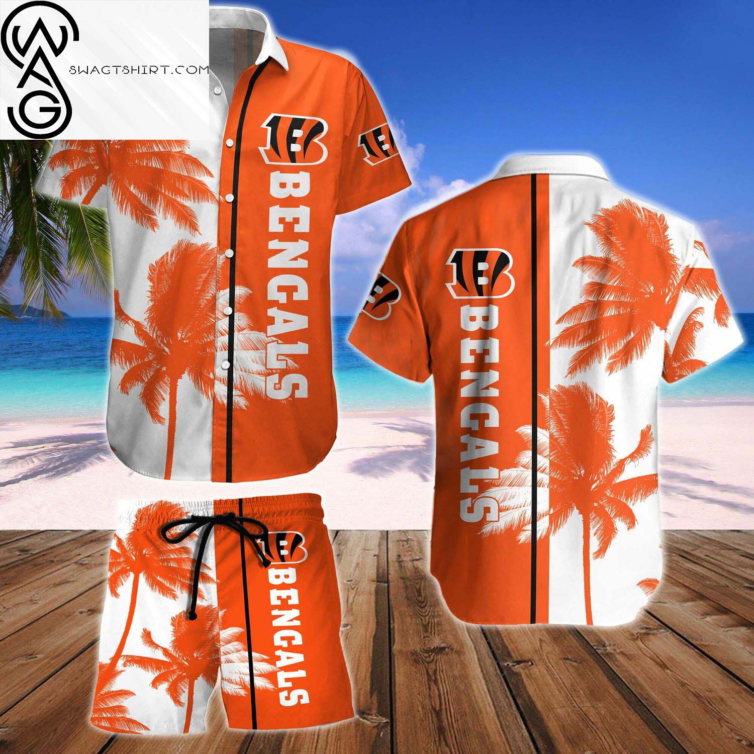 Cincinnati Bengals All Over Print Hawaiian Shirt And Beach Shorts