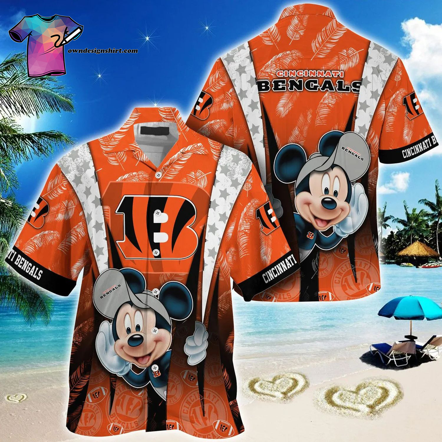 Cincinnati Bengals And Mickey Mouse All Over Print Hawaiian Shirt