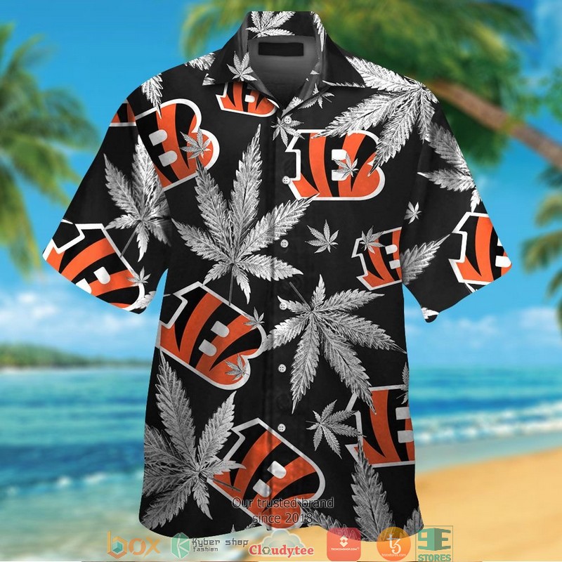 Cincinnati Bengals coconut island hibiscus orange Hawaiian shirt, short