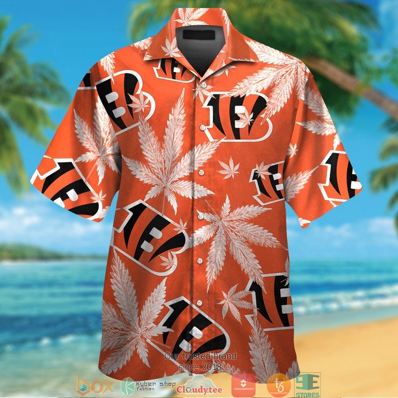 Cincinnati Bengals coconut island ocean orange Hawaiian shirt, short