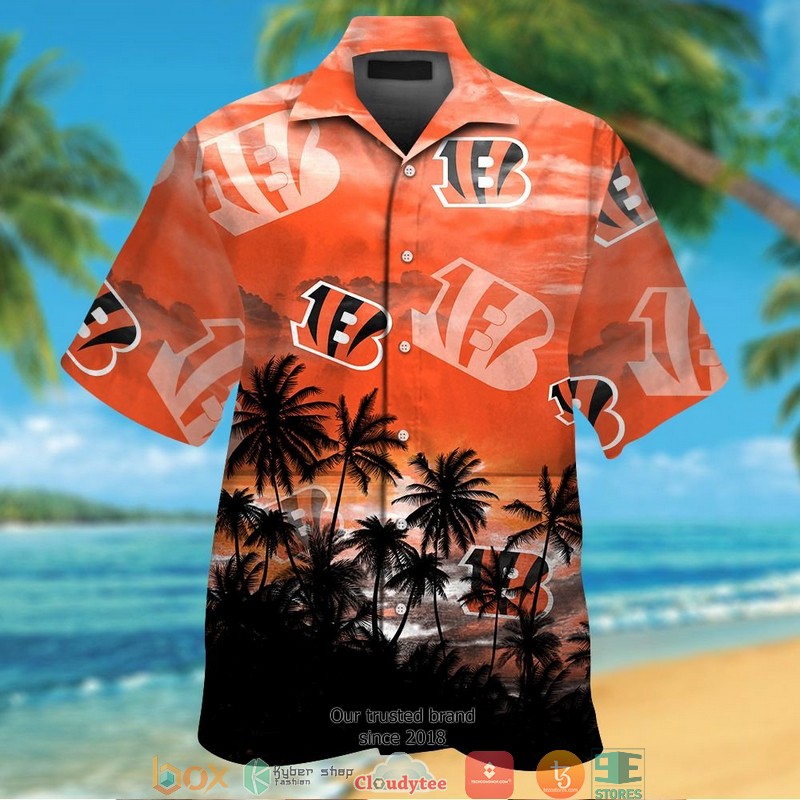 Cincinnati Bengals coconut orange Hawaiian shirt, short