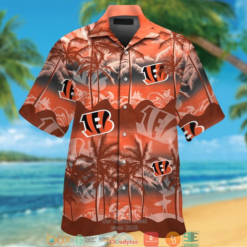 Cincinnati Bengals coconut island ocean orange Hawaiian shirt, short