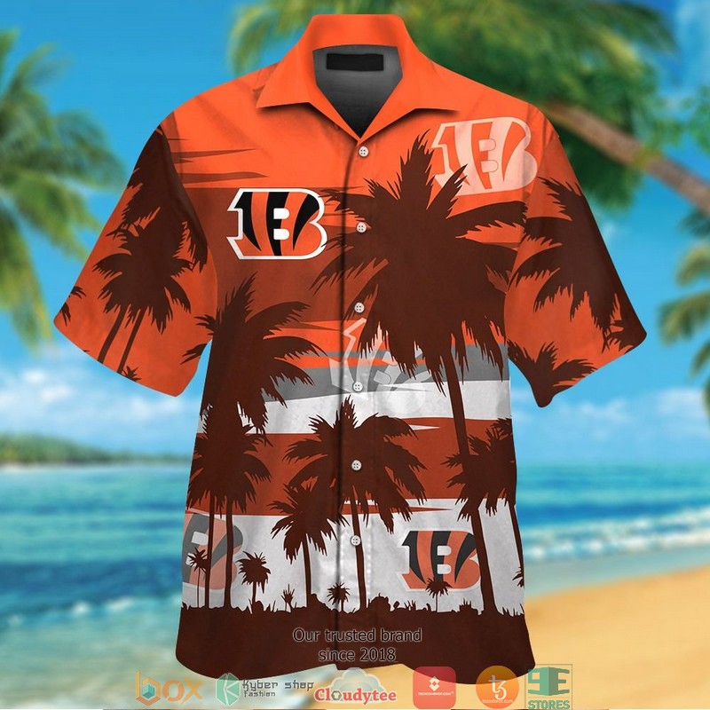 Cincinnati Bengals coconut orange Hawaiian shirt, short