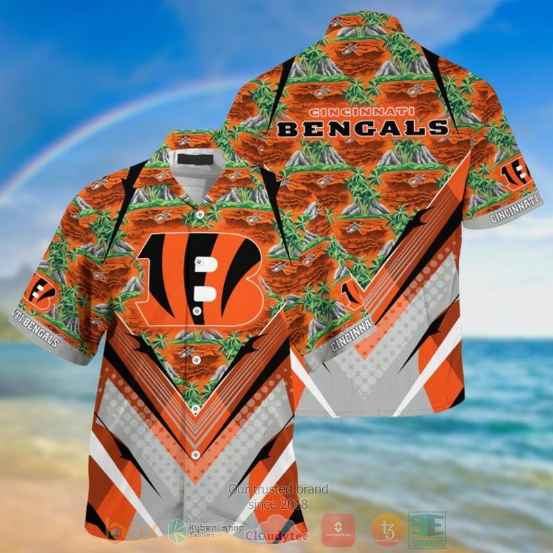 Cincinnati Bengals Orange coconut white Hawaiian shirt, short