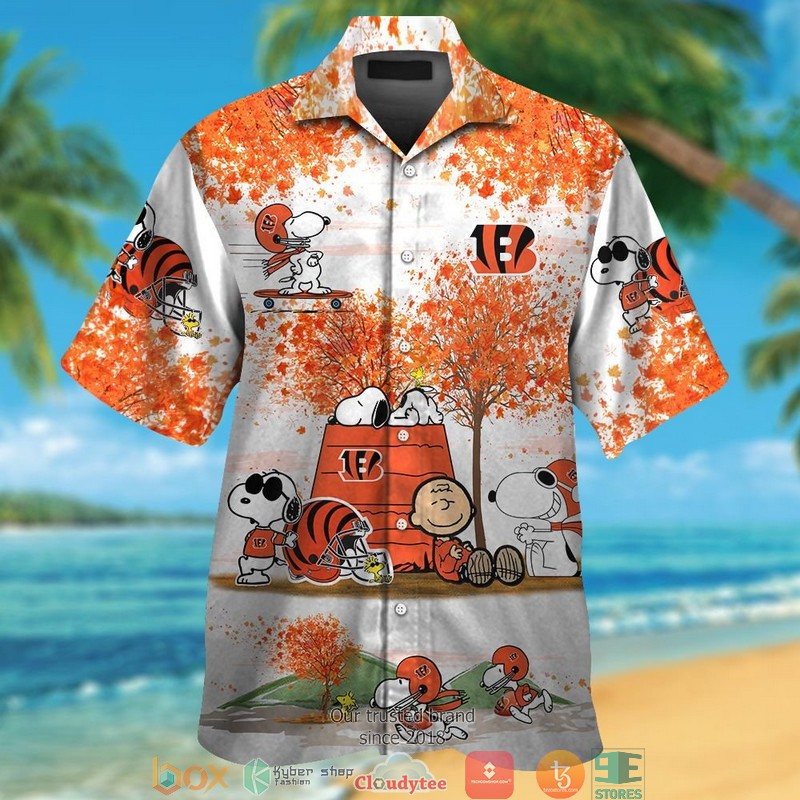 Cincinnati Bengals Snoopy And Charlie Brown Autumn Hawaiian Shirt, short