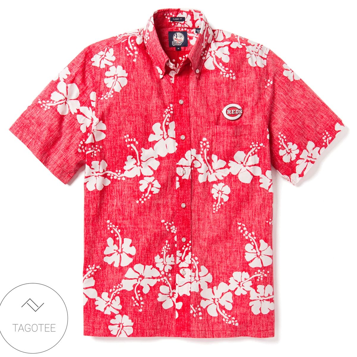 Cincinnati Reds Logo Tropical Leaves Hawaiian Shirt