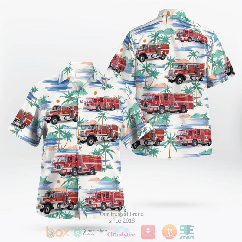 City of Oceanside California Oceanside Fire Department 1952 Mack Truck Hawaiian Shirt