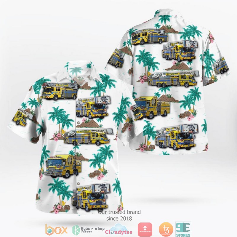 Clark County Fire Department Nevada Fire Truck Hawaiian Shirt