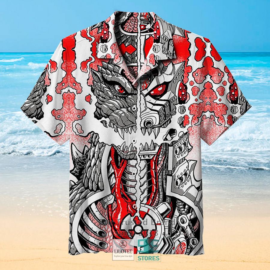 Classic Godzilla vs Robot Godzilla Hawaiian Shirt