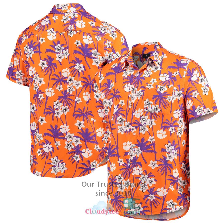 Clemson Tigers College Floral Orange Hawaiian Shirt