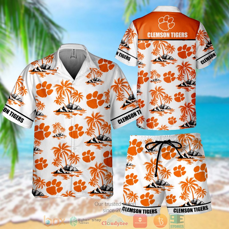 Clemson Tigers Columbia PFG Slack Tide Camp Orange Hawaiian Shirt