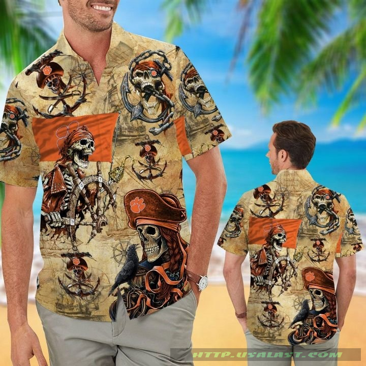 Clemson Tigers Skeleton Tropical Hawaiian Shirt