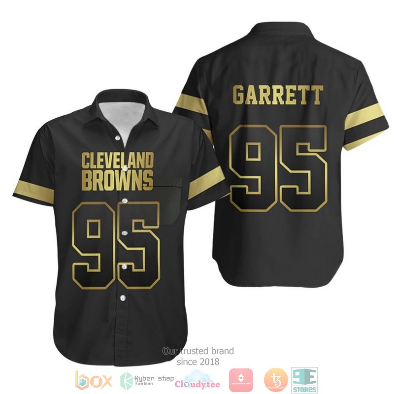 Cleveland Browns 95 Myles Garrett Black Golden Edition Vapor Untouchable Limited Jersey Inspired Style Hawaiian Shirt