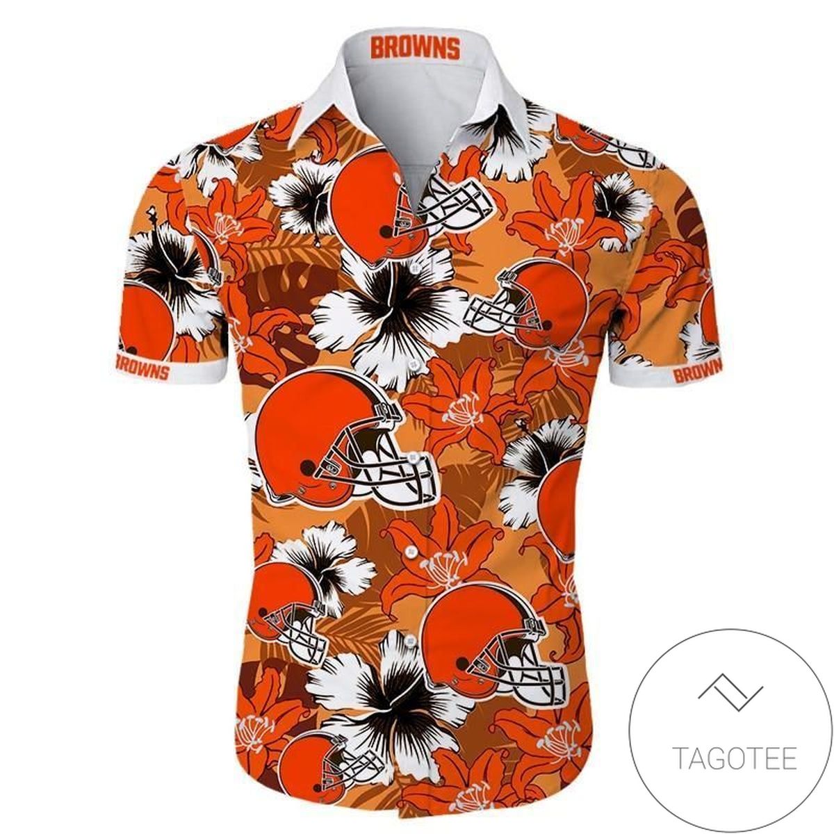 Cleveland Browns Authentic Hawaiian Shirt 2022 Tropical Flower Short Sleeve Slim Fit Body