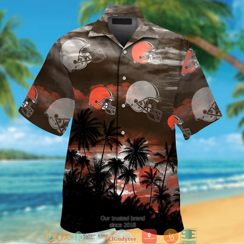 Cleveland Browns Coconut island Dark Hawaiian Shirt, short