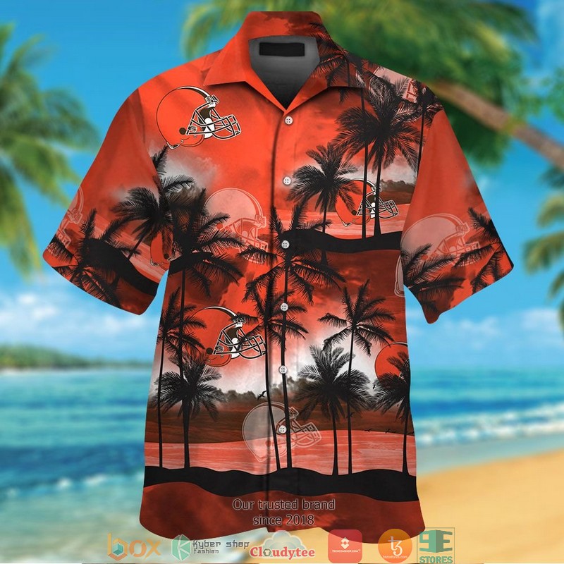 Cleveland Browns Coconut island night moon Hawaiian Shirt, short