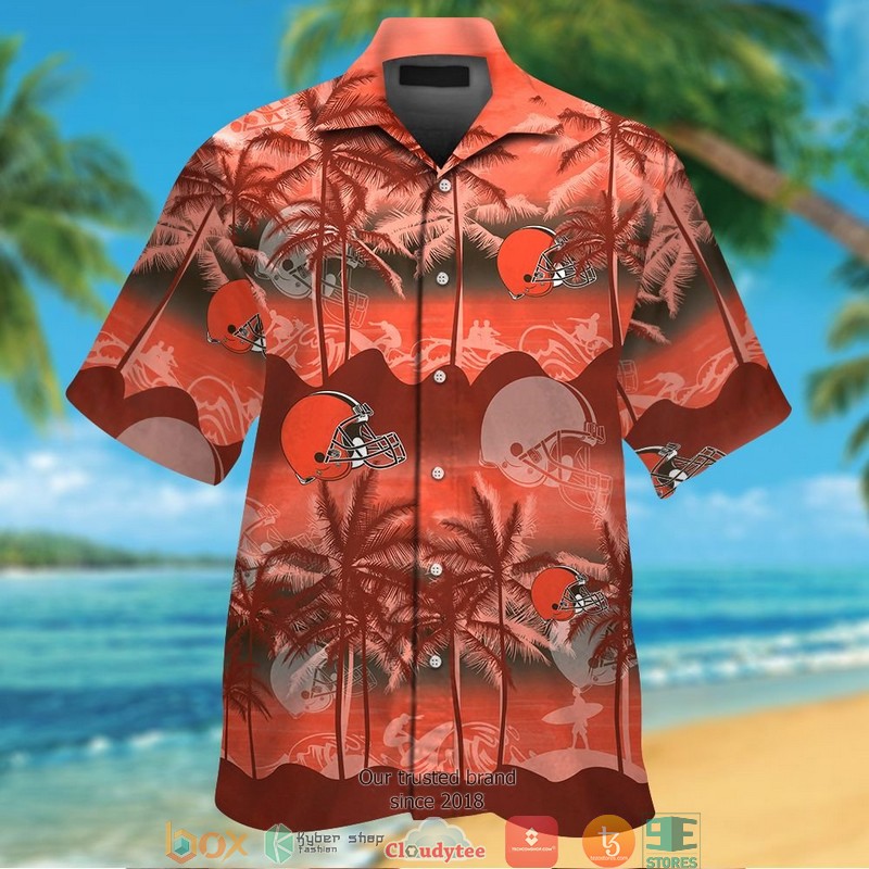 Cleveland Browns Coconut island Ocean Orange Hawaiian Shirt, short