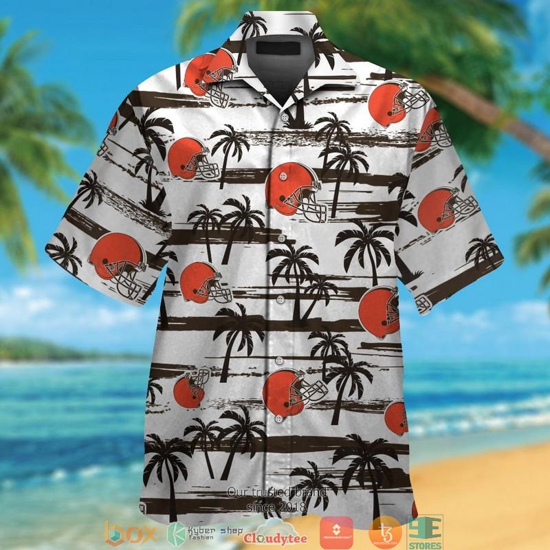 Cleveland Browns coconut pattern white Hawaiian Shirt, short