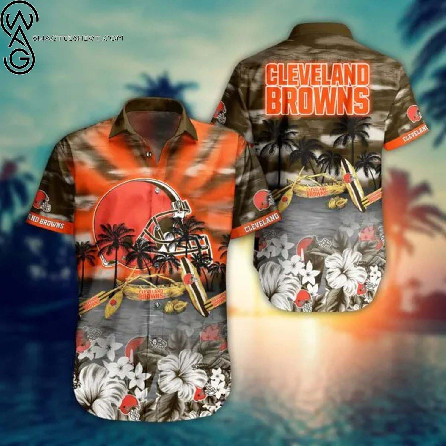 Cleveland Browns And Mickey Mouse All Over Print Hawaiian Shirt