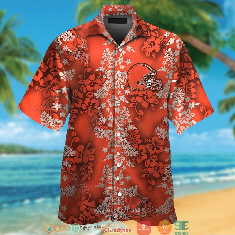 Cleveland Browns Hibiscus Hawaiian Shorts