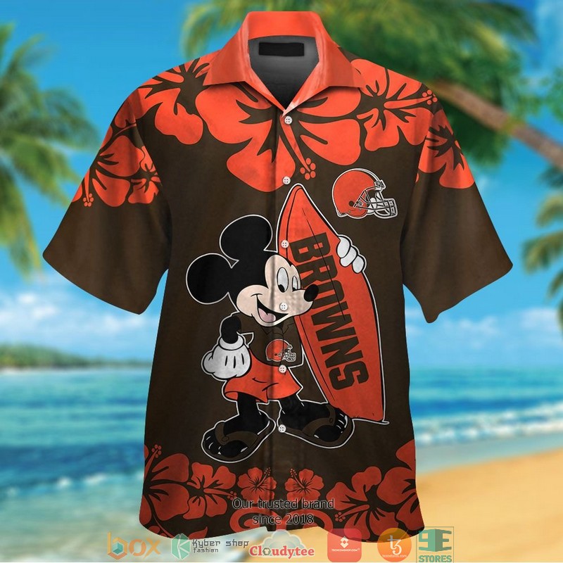 Cleveland Browns Orange Brown Hawaiian Shirt, short