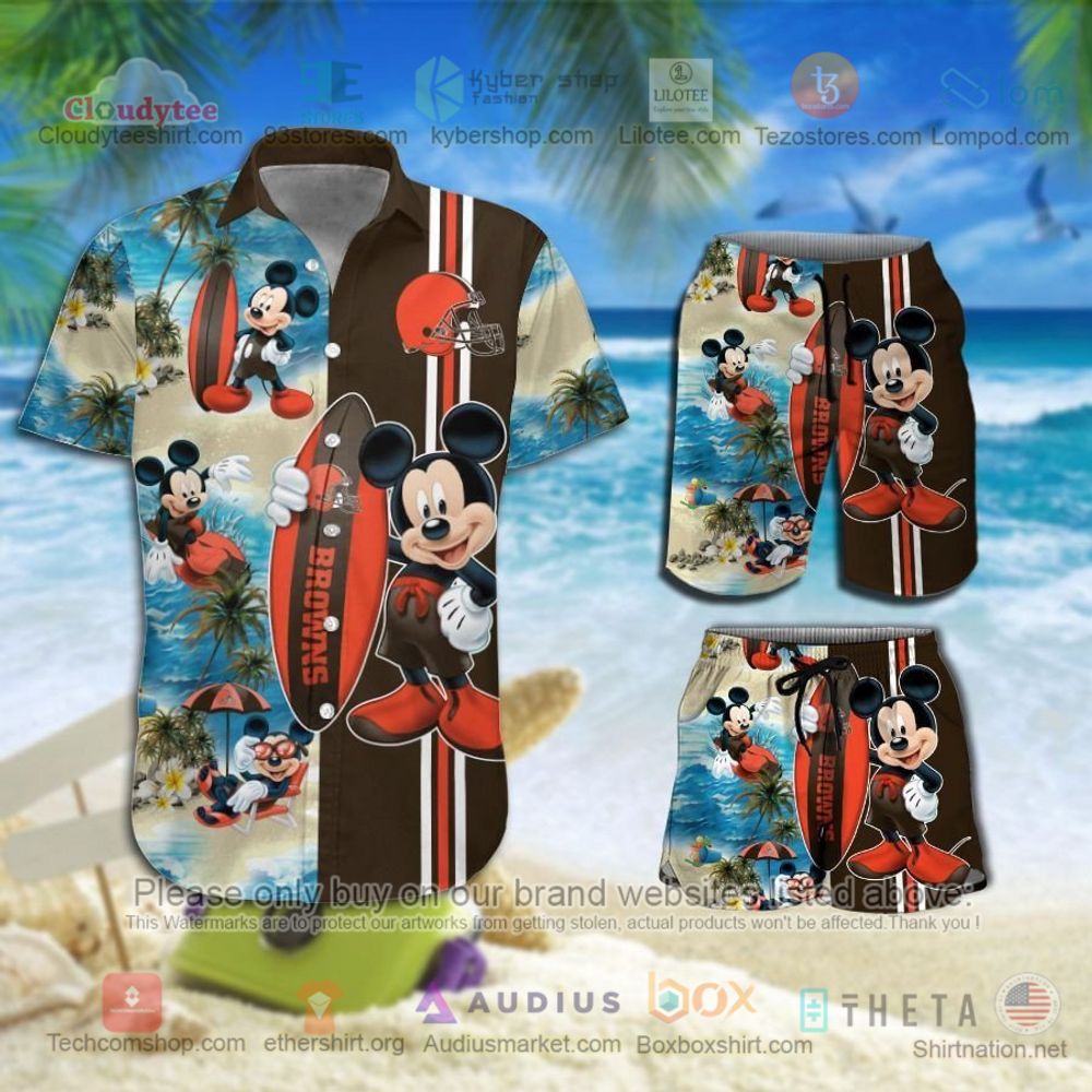 Cleveland Browns Mickey Mouse Hawaiian Shirt, short