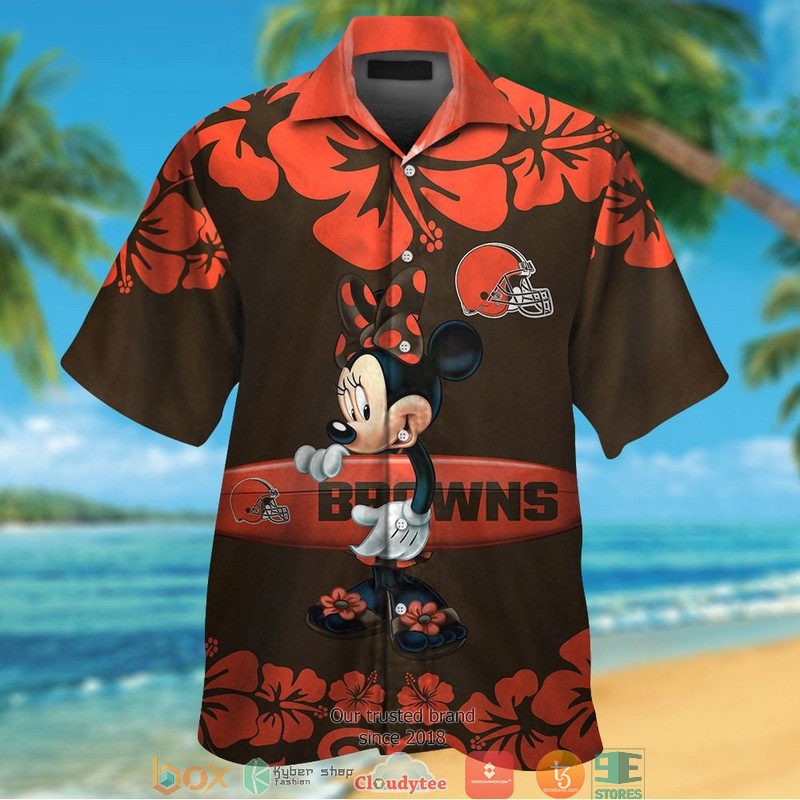 Cleveland Browns Orange Brown Hawaiian Shirt, short