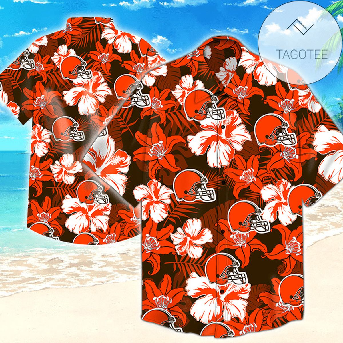 Cleveland Browns Nfl Mens Hawaiian Button Up Shirt