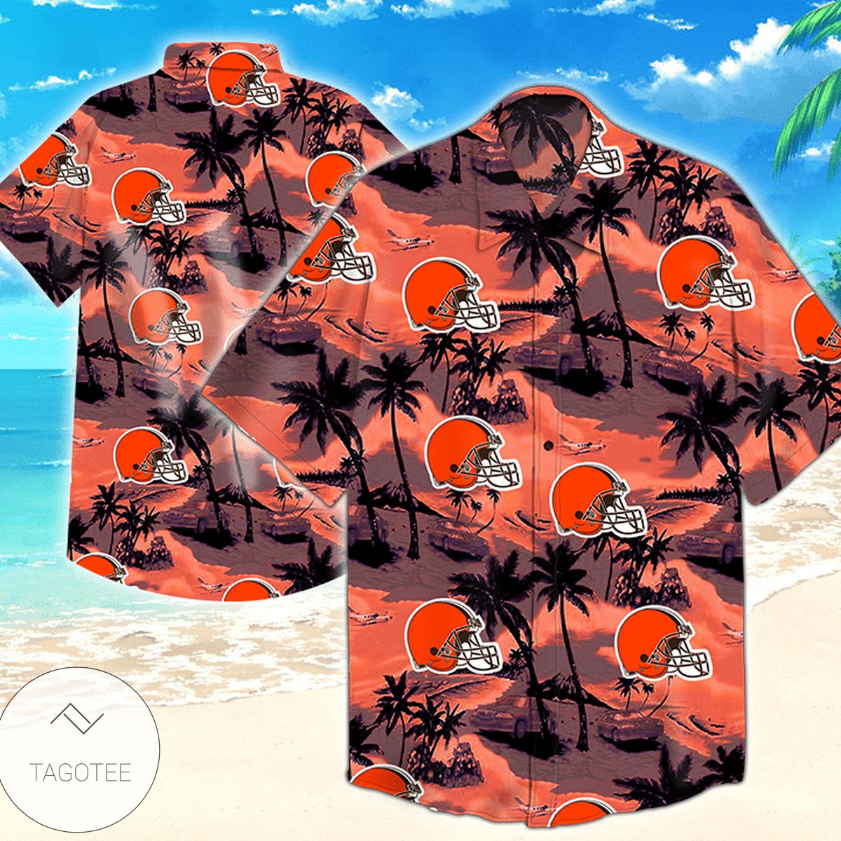 Cleveland Browns Nfl Mens Hawaiian Button Up Shirt