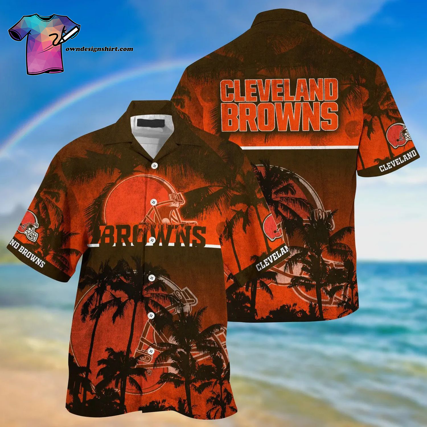 Cleveland Browns Orange Vintage Aloha Hawaiian Shirt