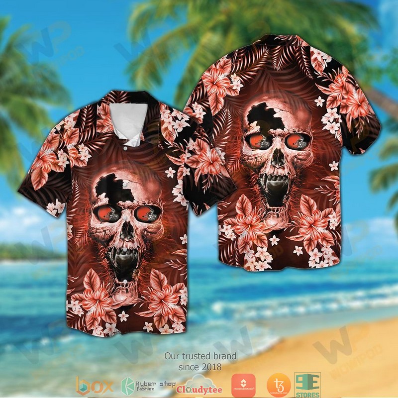 Cleveland Browns Small Sugar Skull Hawaiian shirt, short