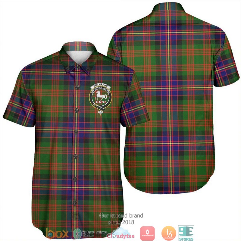 Cockburn Ancient Tartan Crest Short Sleeve Hawaiian Shirt