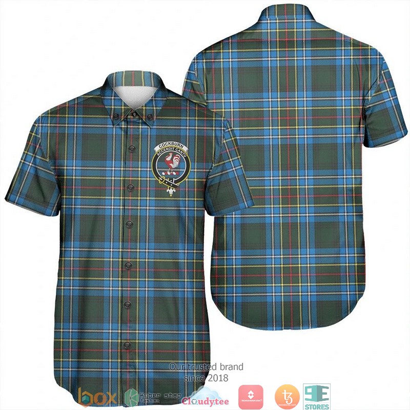 Cockburn Ancient Tartan Crest Personalized Short Sleeve Hawaiian Shirt