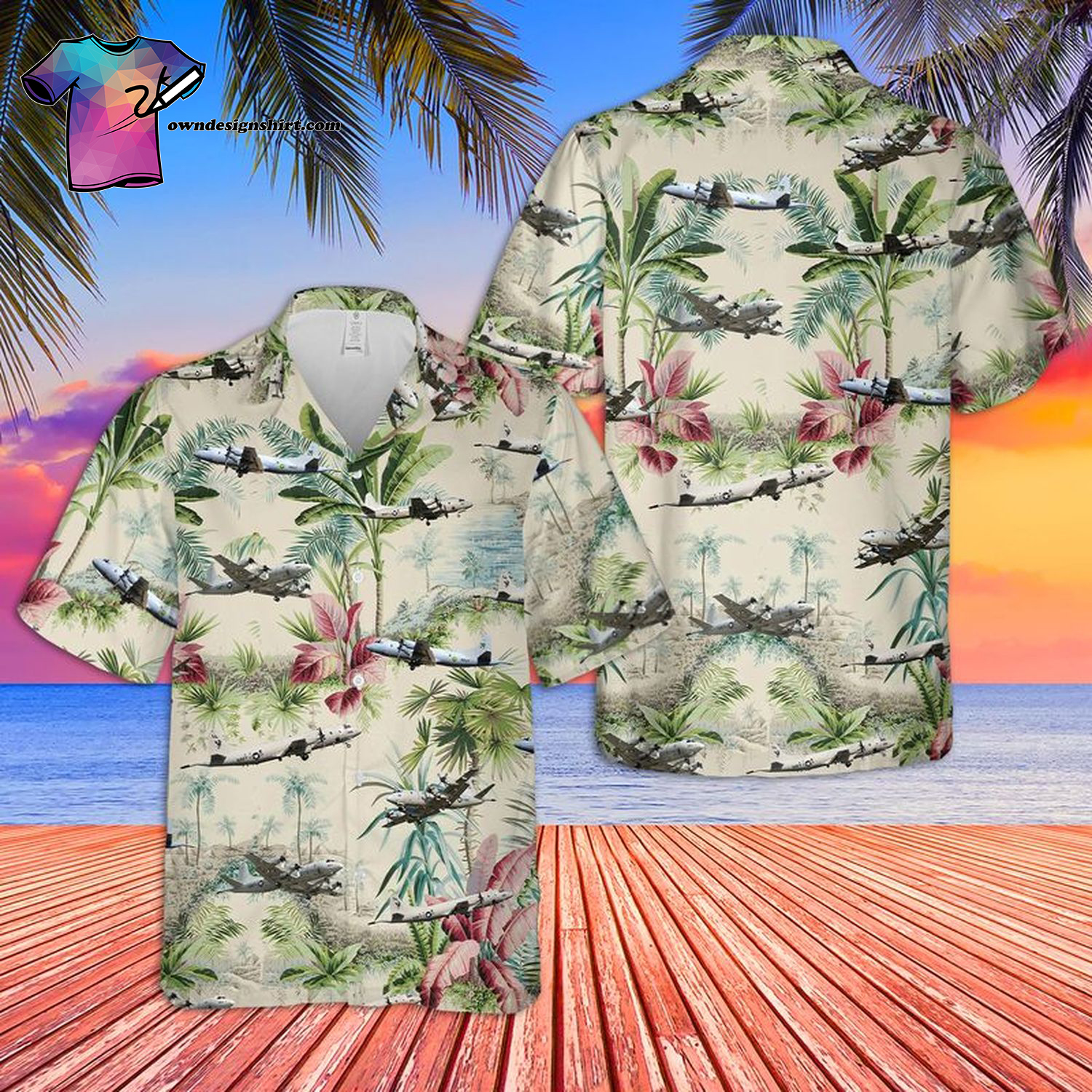 Colorful Classic Car On The Field Full Printing Hawaiian Shirt