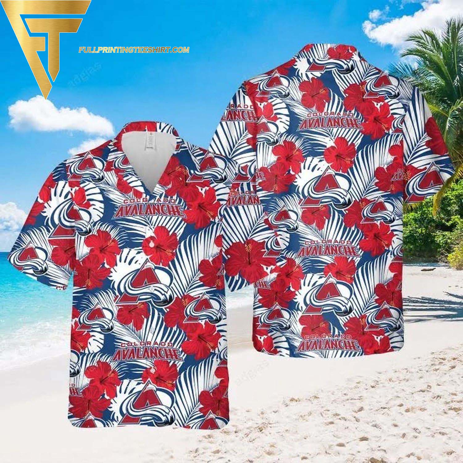 Colorado Avalanche All Over Print Hawaiian Shirt And Beach Shorts