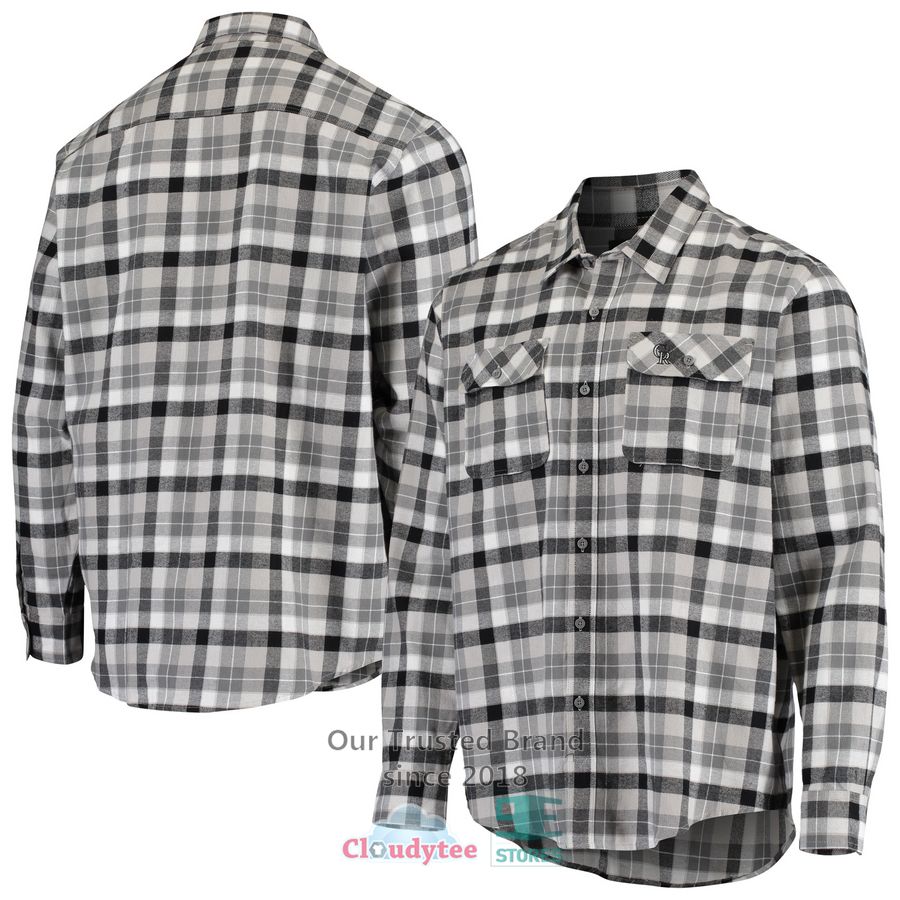 Colorado Rockies Antigua Instinct Flannel Gray Hawaiian Shirt