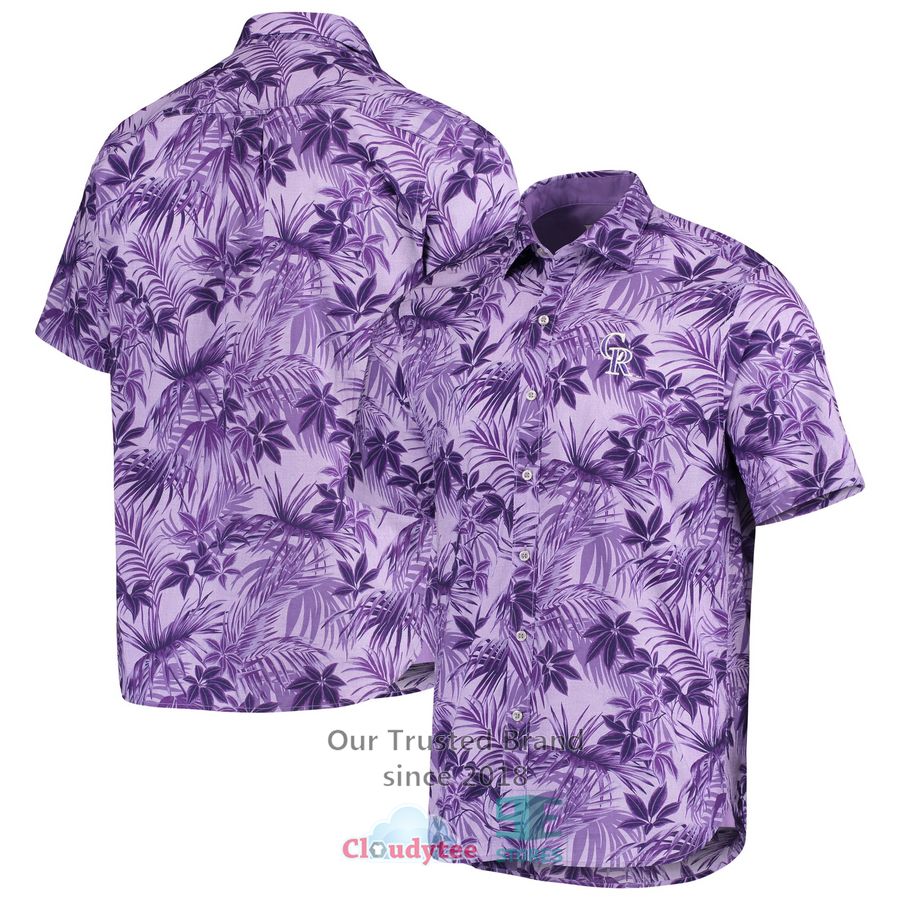 Colorado Rockies Tommy Bahama Sport Reign Forest Fronds Purple Hawaiian Shirt