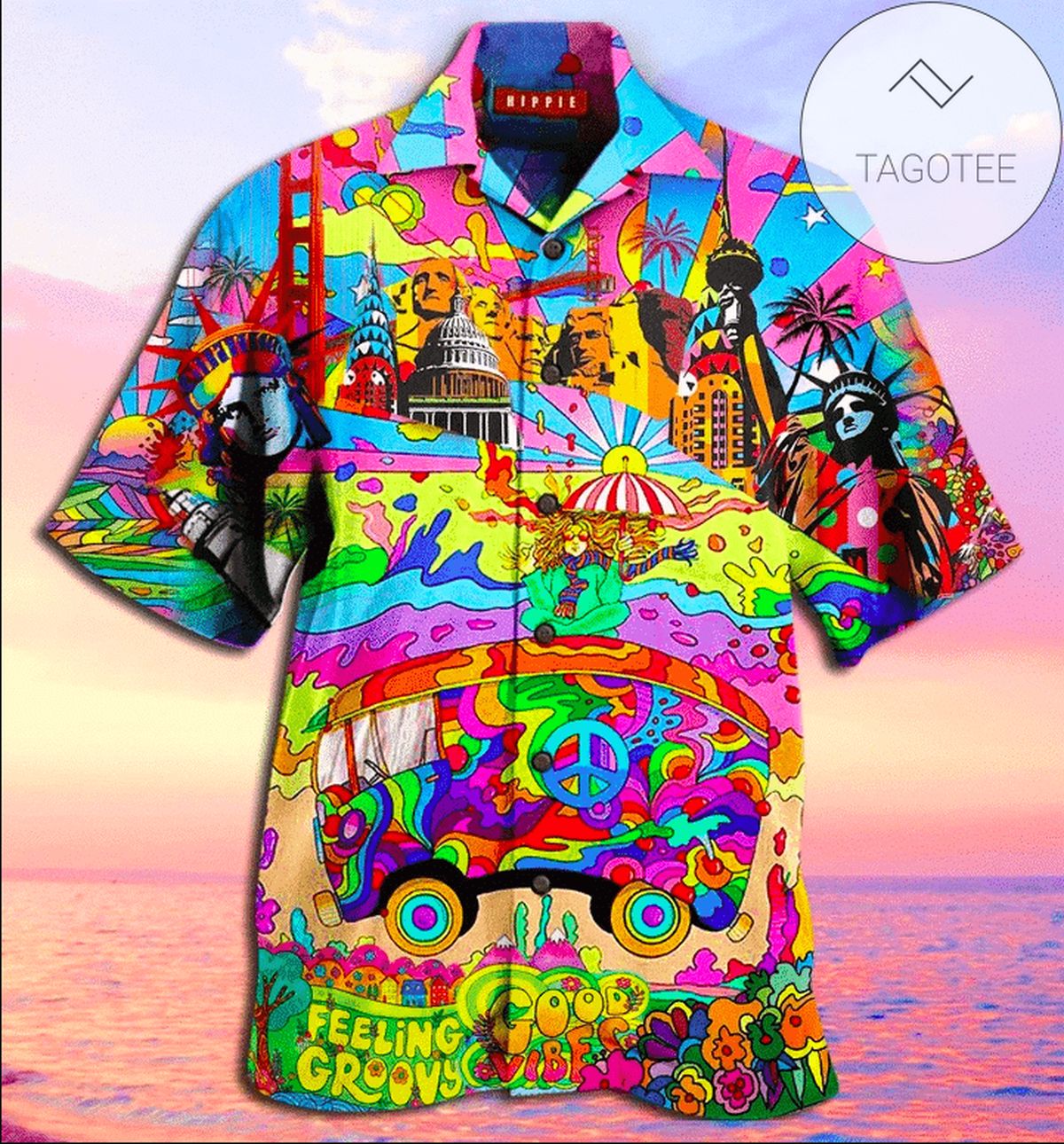 Colorful Hippie Free Style Halloween Hawaiian Aloha Shirts DH