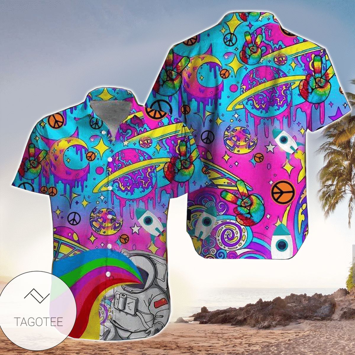 Colorful Hippie Sloth Unisex Hawaiian Aloha Shirts